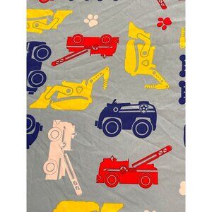Nickelodeon Full Size Fitted Sheet Kid Truck Bulldozer Dog Bone Puppy Paw Blue